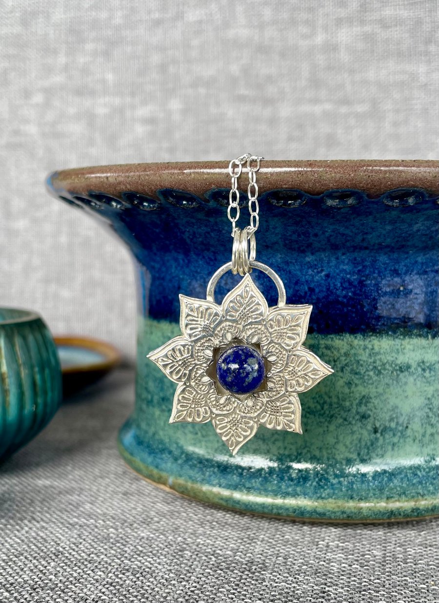 Shadow box with Lapis Lazuli Pendant