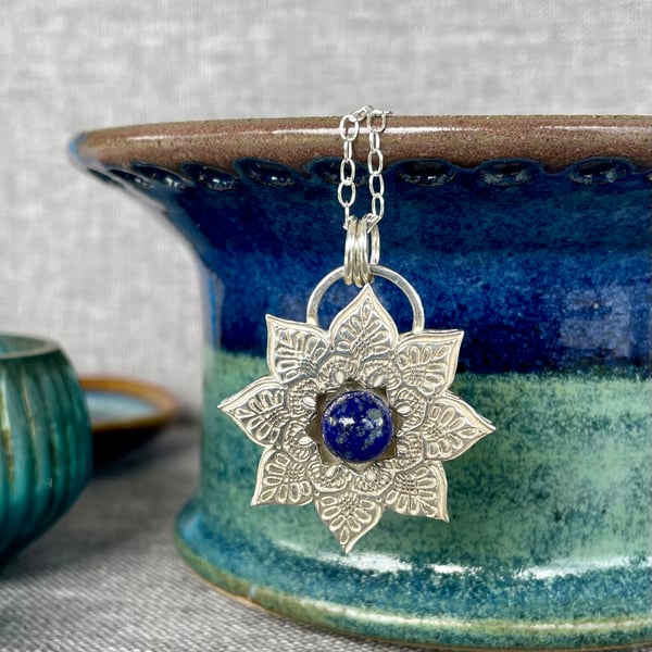 Shadow box with Lapis Lazuli Pendant