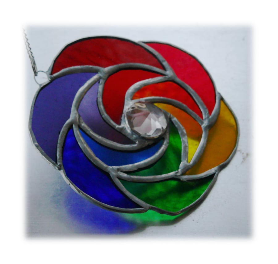 Rainbow Curls Stained Glass Suncatcher Abstract 007