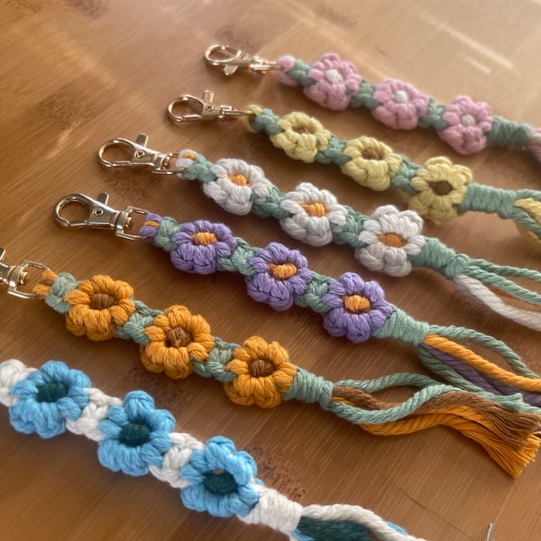 Handmade Macrame Flower Keychains