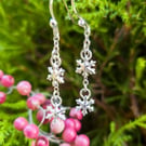 Snowflake Earrings - Recycled Silver Snowflakes Drop Earrings