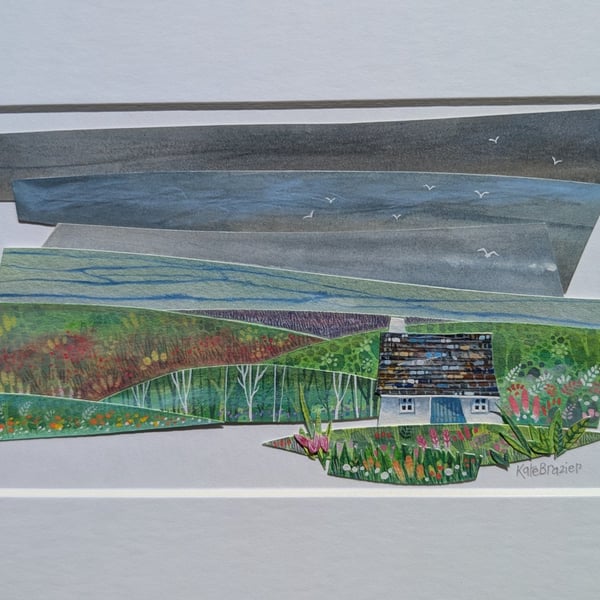 Beneath Stormy Skies - Original collage. A4 Mounted