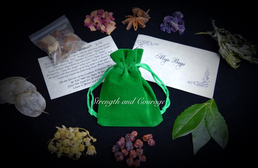  Mojo Spell bag Gris Gris for strength and courage spells Wicca Pagan 