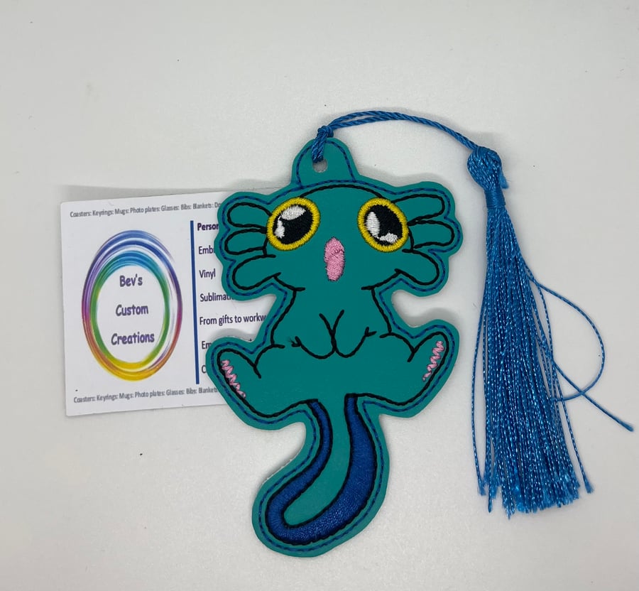 Axolotl Embroidered Bookmark,  full