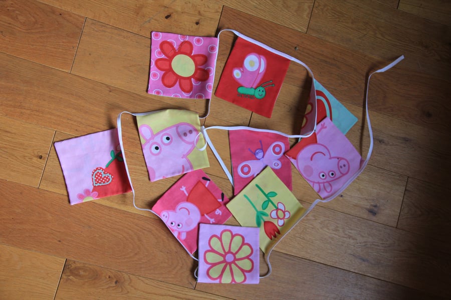 Upcycled Peppa Pig Bunting