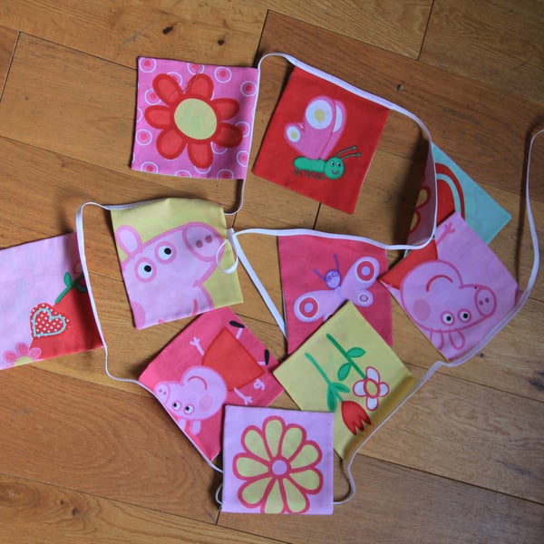 Upcycled Peppa Pig Bunting