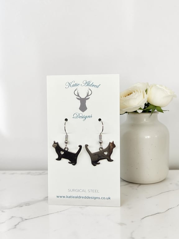 Charm Earrings - Standing Cat