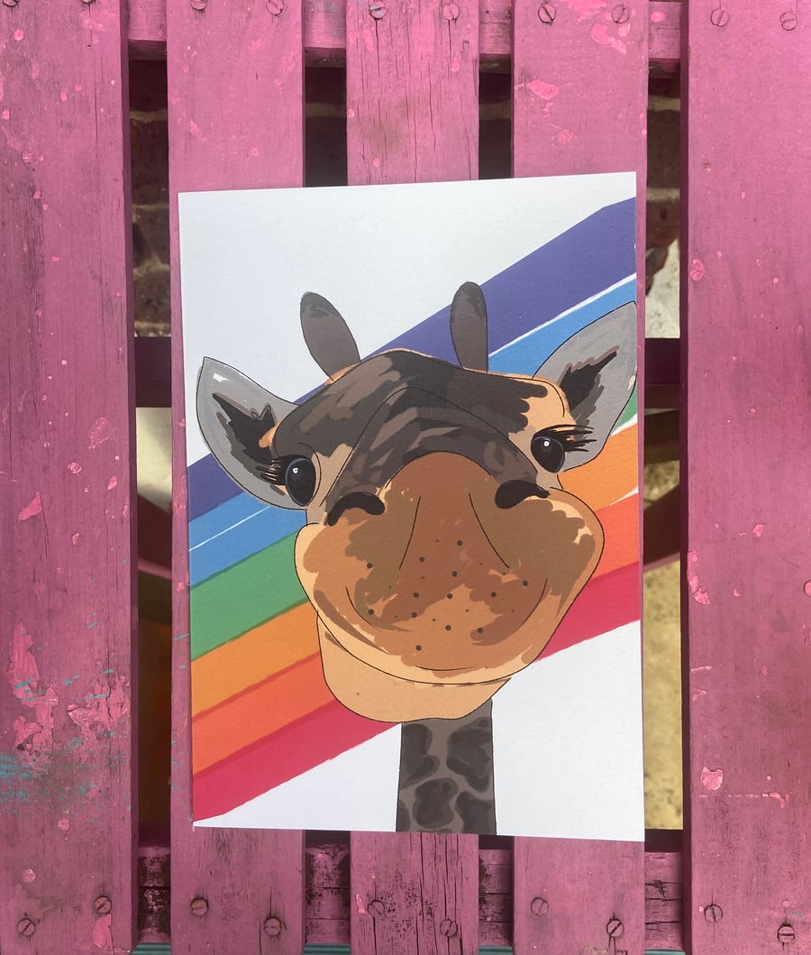 SECONDS SUNDAY - Rainbow Giraffe - Blank inside