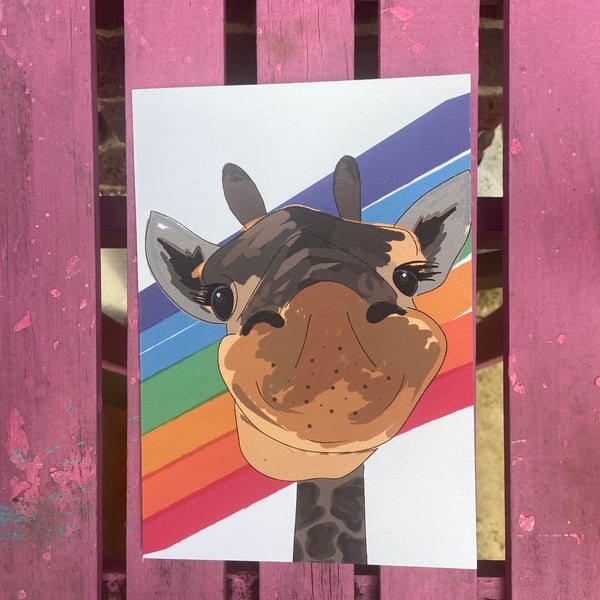 SECONDS SUNDAY - Rainbow Giraffe - Blank inside