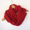 Red Hand Knit Lace Cowl