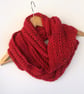 Red Hand Knit Lace Cowl - Image 1