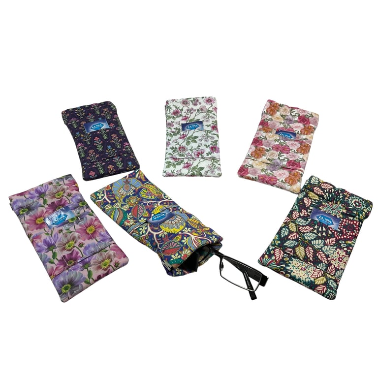 Liberty fabric floral snap shut glasses case, spectacles pouch, sunglasses flex 