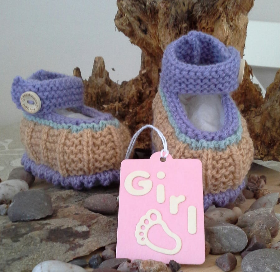Baby Girl's Hand Knitted Shoes 0-6 months