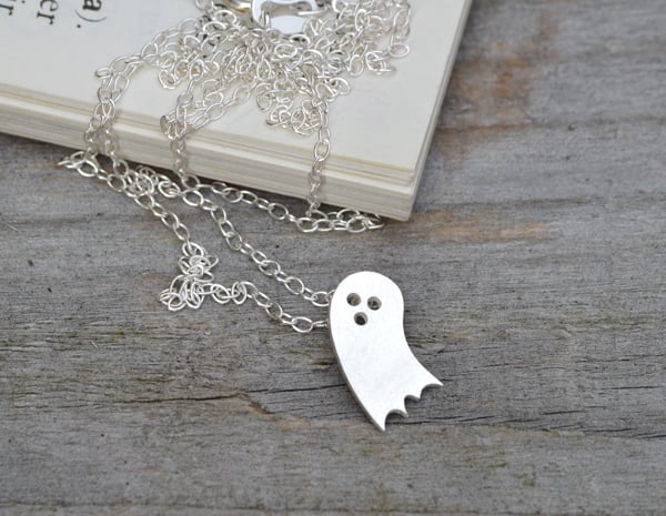 little spooky ghost necklace in sterling silver