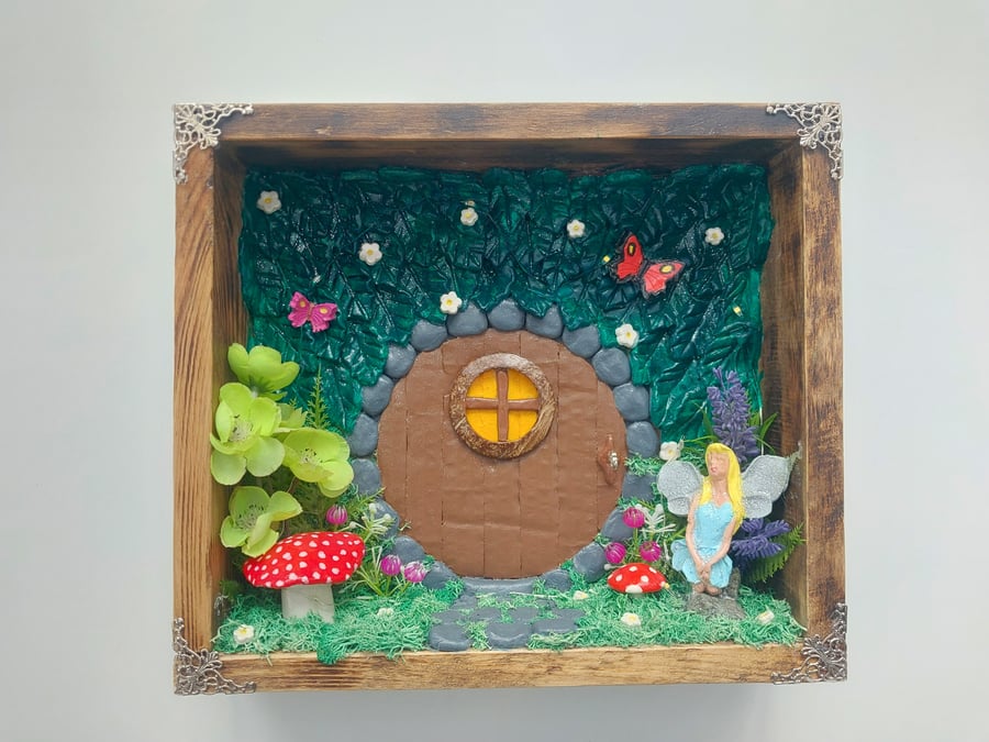 Fairy deep wall art shadow box with fairy lights 