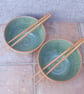 Pair of noodle soup rice or cereal serving bowl stoneware pottery handmade  - Image 4