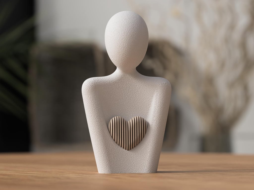 Modern Mother's Day Statue Minimalist Heart Sculpture Home Decor Gift for Mum