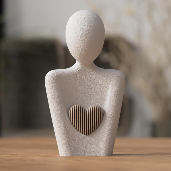 Modern Mother's Day Statue Minimalist Heart Sculpture Home Decor Gift for Mum