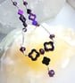 Purple Hematite Clover Necklace 20 Inch, Floral, Silver Curb Chain - Image 3