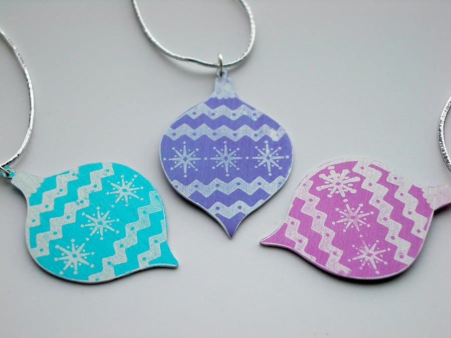 Christmas handmade bauble decorations set of 3