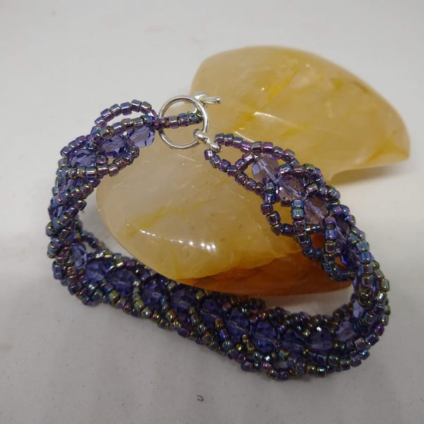 Amethyst Crystal  Rocailles Bracelet Purple  Handmade