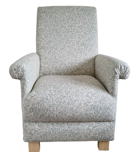 William Morris Willow Bough Sage Adult Chair & Footstool Armchair Green