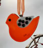 Orange Fused Glass Bird with Spotted Wing - Image 3