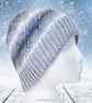 Crochet hat, beanie. Grey and white ombre ladies swirl pom pom hat. Ladies hat. - Image 3