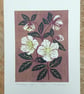 Christmas Rose - linoprint - Image 1