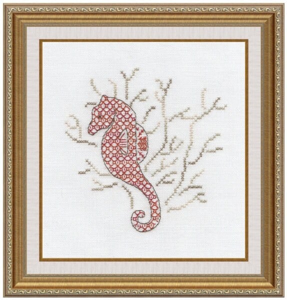 Seahorse Cross Stitch and Blackwork Embroidery Kit