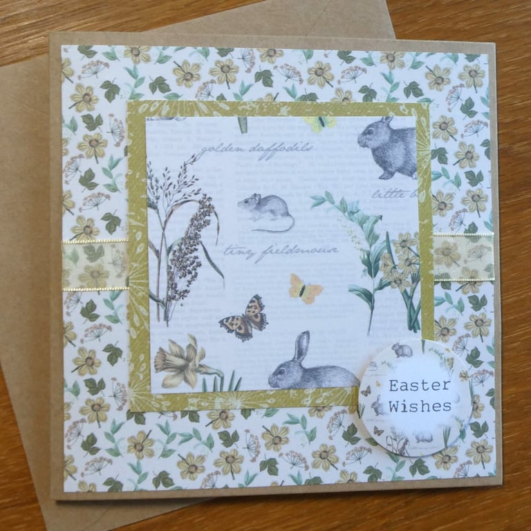 Easter Card - Botanical Flowers and Butterflies