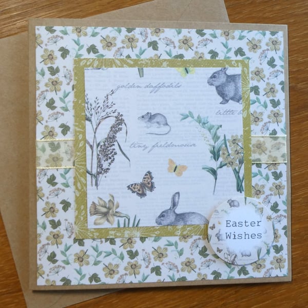 Easter Card - Botanical Flowers and Butterflies