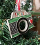 Fun ceramic Camera Christmas decoration green - Image 2