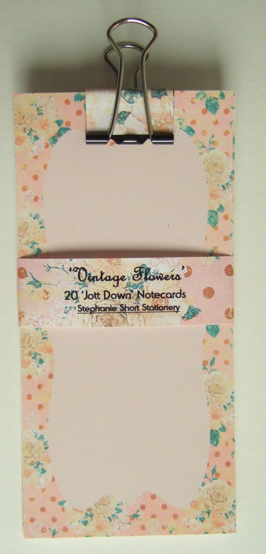 Vintage Florals, Set of 20 Handmade,Jott Down Blank Notecards
