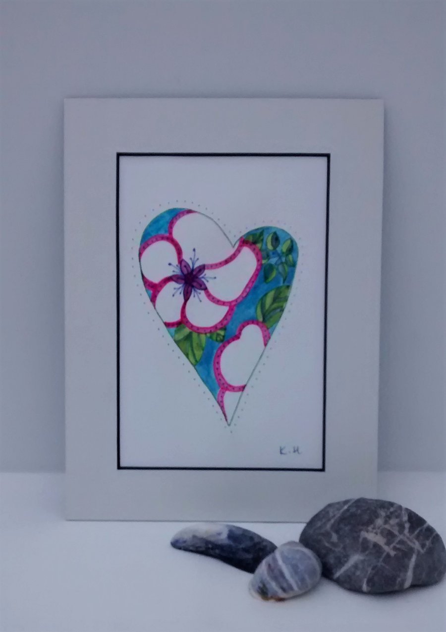 Watercolour Painting, Floral Heart