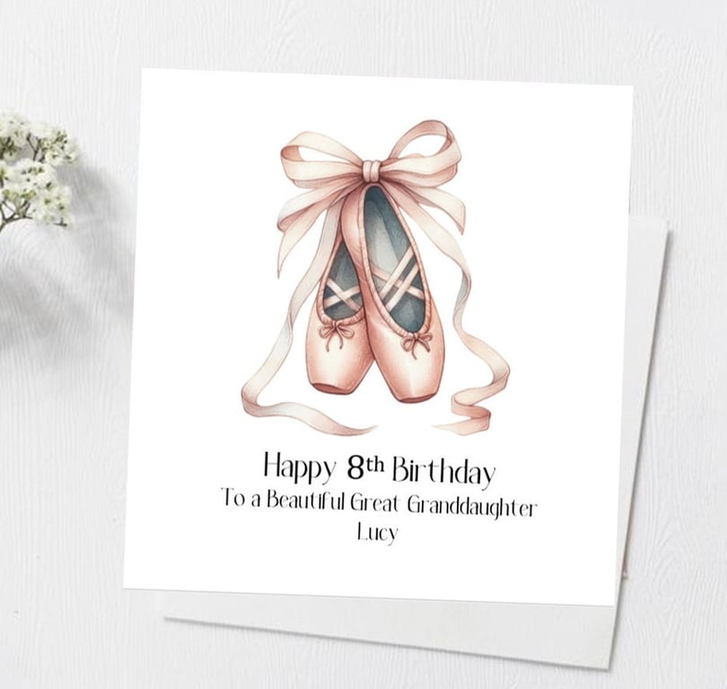 Stunning Ballerina Birthday Card for Her Ballet Shoes Pretty Pink Card