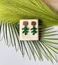 Walnut and Forest Green Matisse Inspired Earrings - Image 4