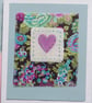 Hand-stitched heart card with cheerful Liberty tana lawn cotton background - Image 1