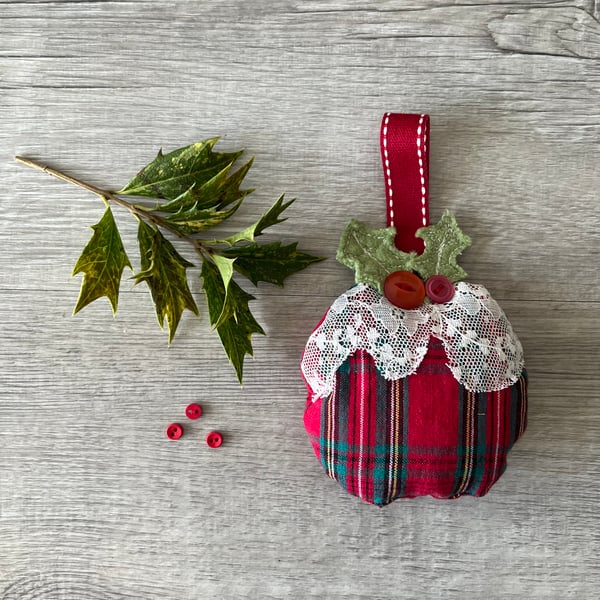  Tartan Christmas Pudding Decoration 