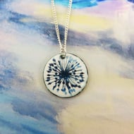 Enamel Pendant with Colourful Blue and Turquoise Allium 