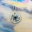 Enamel Pendant with Colourful Blue and Turquoise Allium 