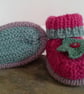 Luxery Pure Merino 'Jeager' Wool Girl's Hand Knitted Booties  0-3 months size - Image 3