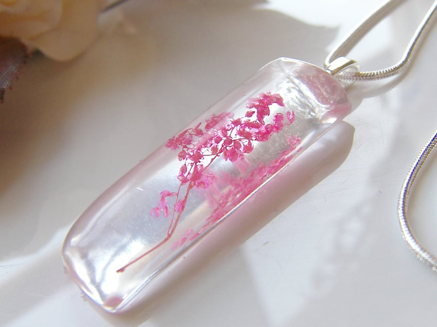 Pink Flower Necklace, Mothers Day Gift