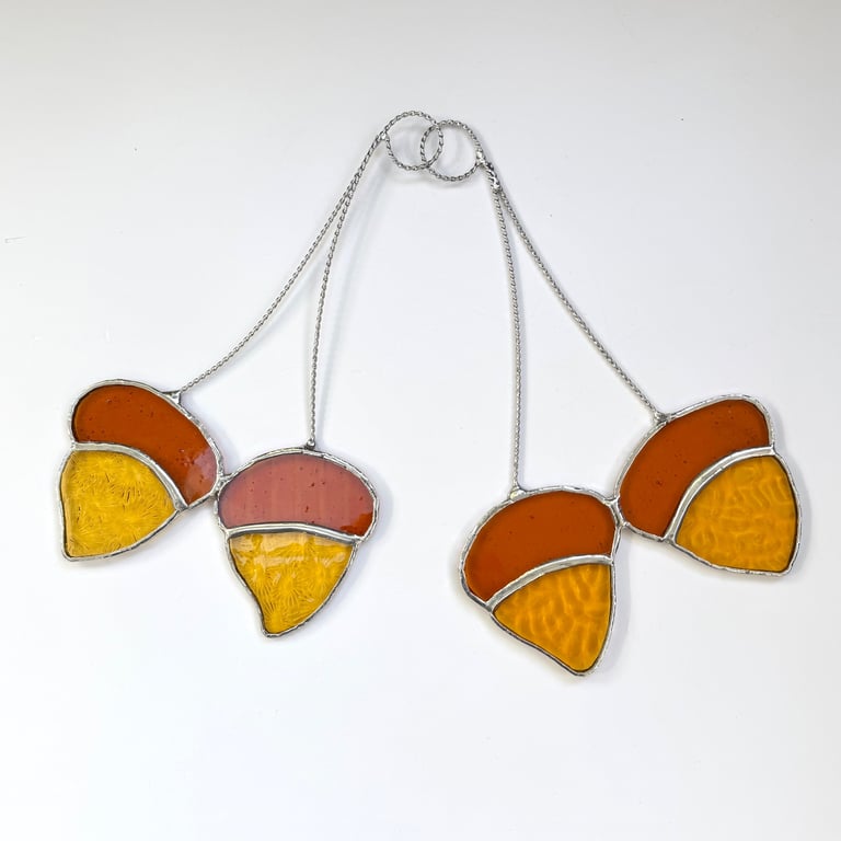 Stained Glass Acorn Suncatcher - Handmade Window Decoration