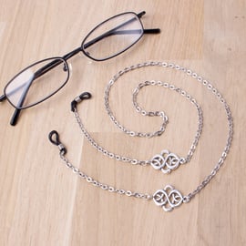 Silver glasses chain - Elegant knot link eyeglasses chain - Sunglasses lanyard