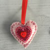 Hand Embroidered Hanging Heart Decoration 
