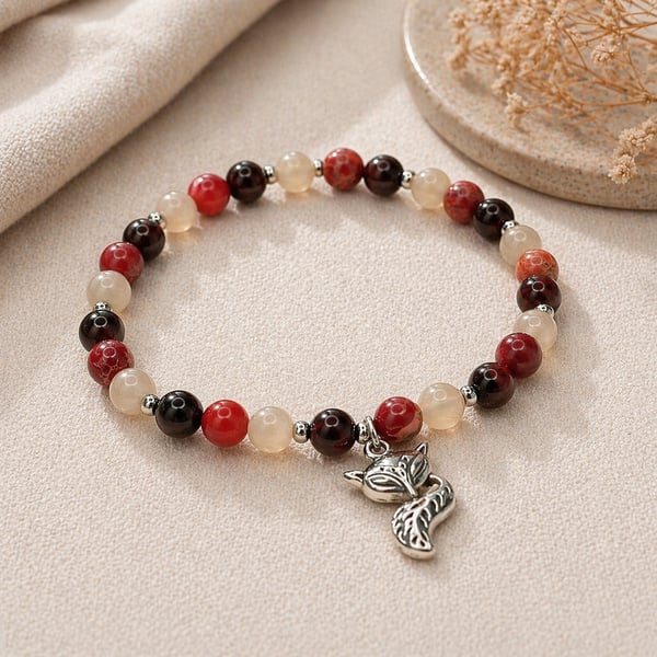 Fox Charm Beaded  Bracelet