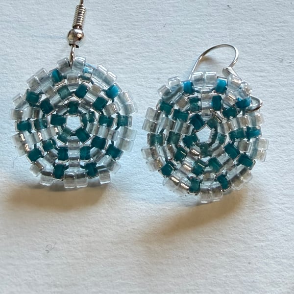 Circle peyote beaded earrings