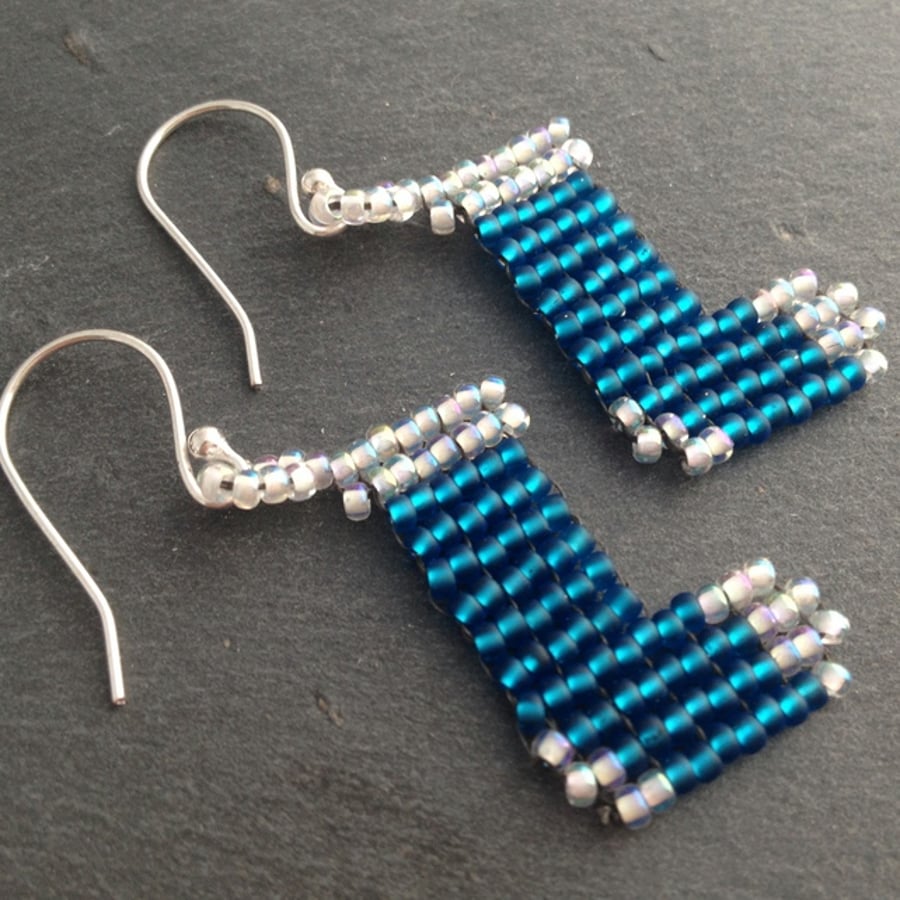 Blue & White Christmas Stocking Earrings