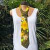Flower power tie - Upcycled - Barkcloth fabric - Fashion accessory 